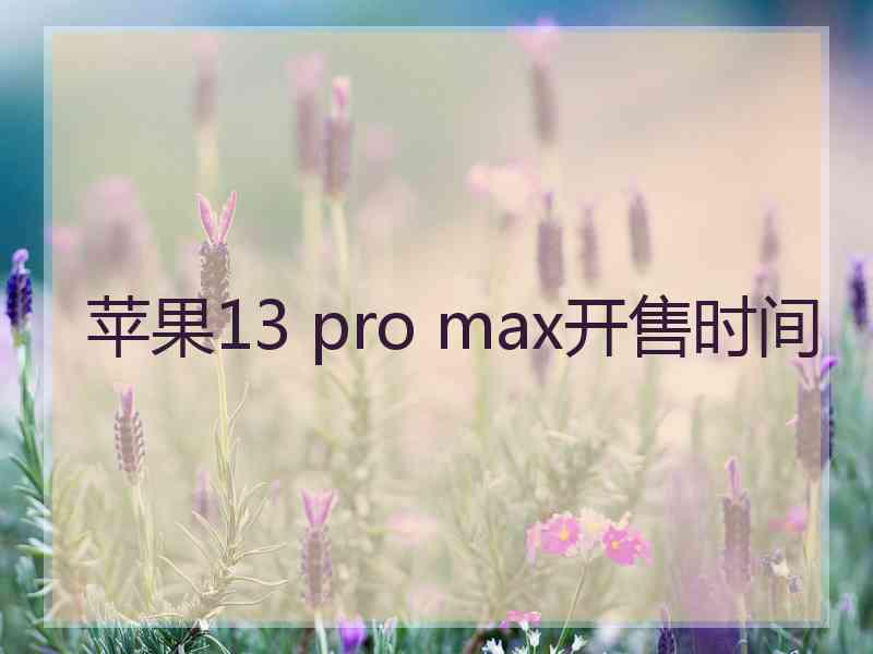 苹果13 pro max开售时间