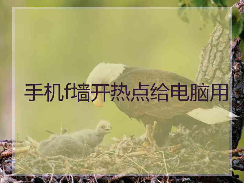 手机f墙开热点给电脑用